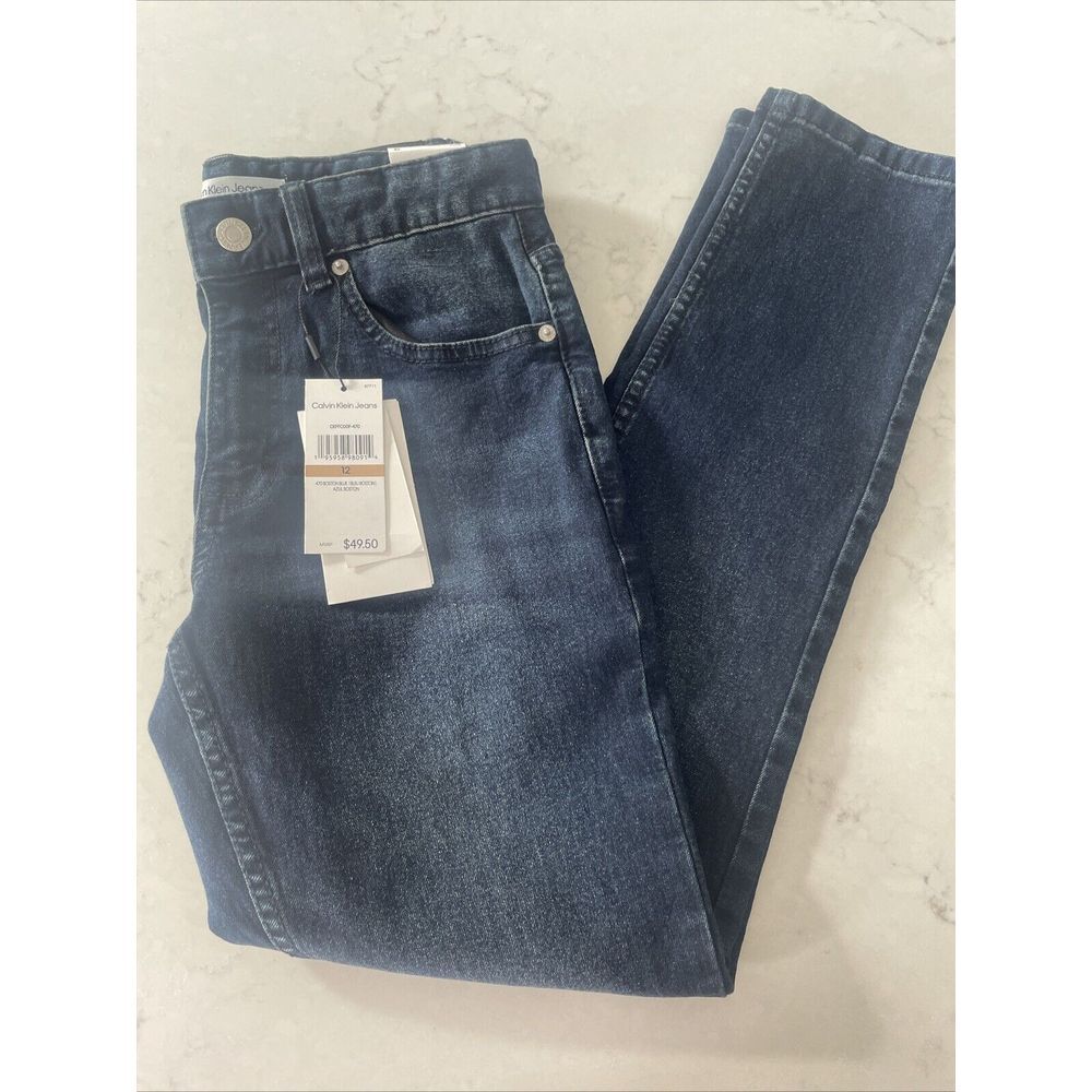 Girl's‎ Calvin Klein Jeans Boston Blue Stretch Extensible CKFFC00F-470 NWT Sz 12